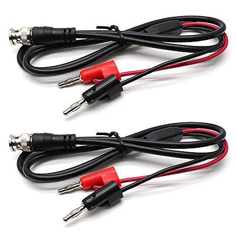 Dahszhi 3.3Ft BNC Male to Dual Banana Plug Test Lead Coaxial Cable for Oscilloscope - 2pcs - Image 1